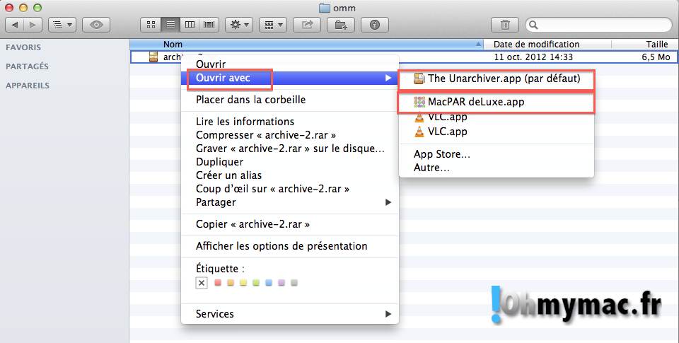 comment ouvrir un fichier rar sur mac