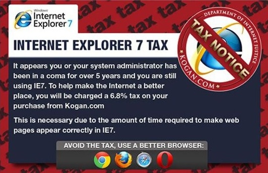Les utilisateurs d’Internet Explorer 7 taxés