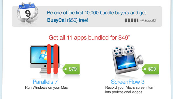 Nouveau Bundle MacUpdate: Parallels 7, BusyCal, CiV 5,…