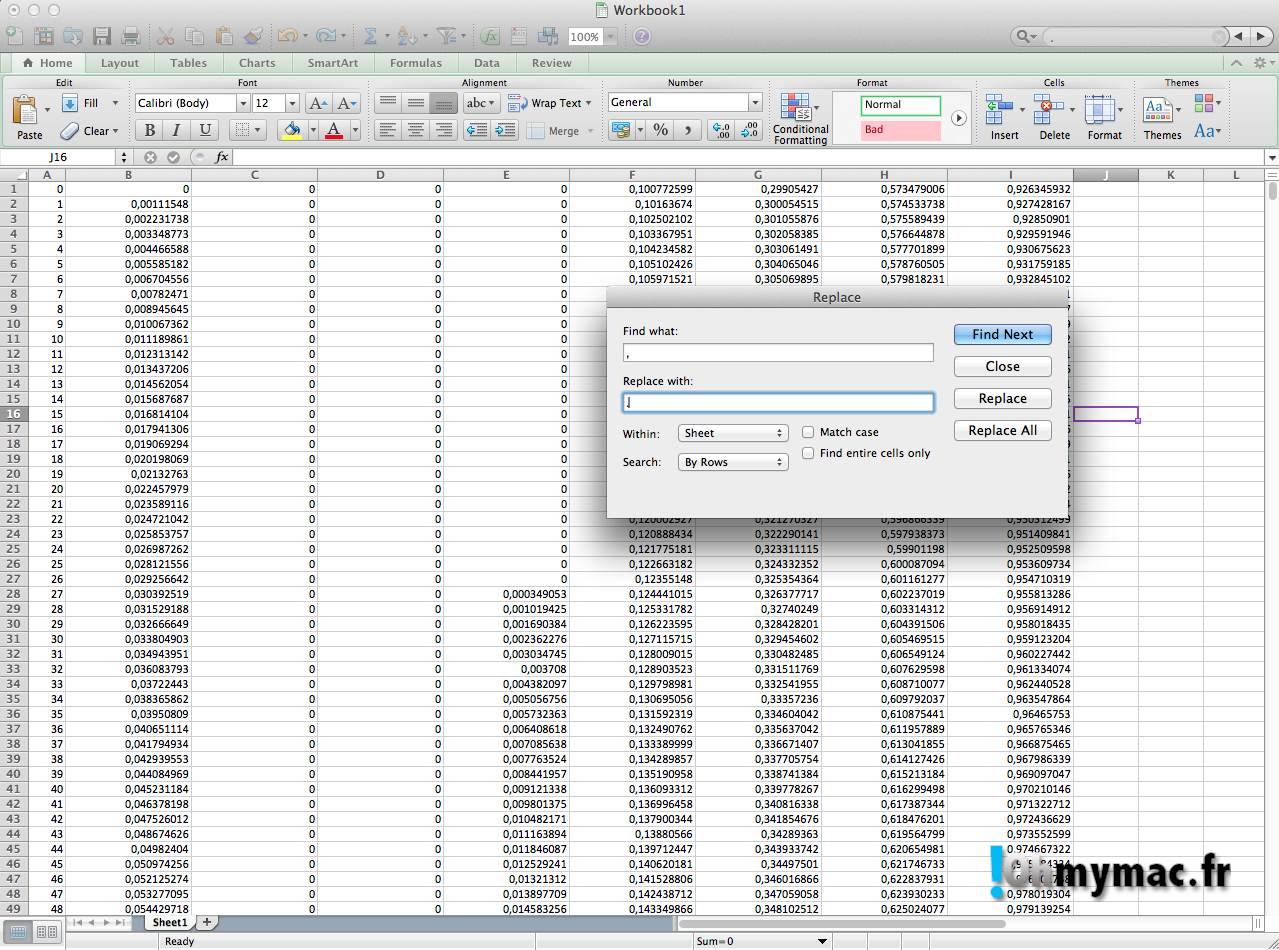 Ohmymac Séparateur décimal sur Excel 2011 Mac 03