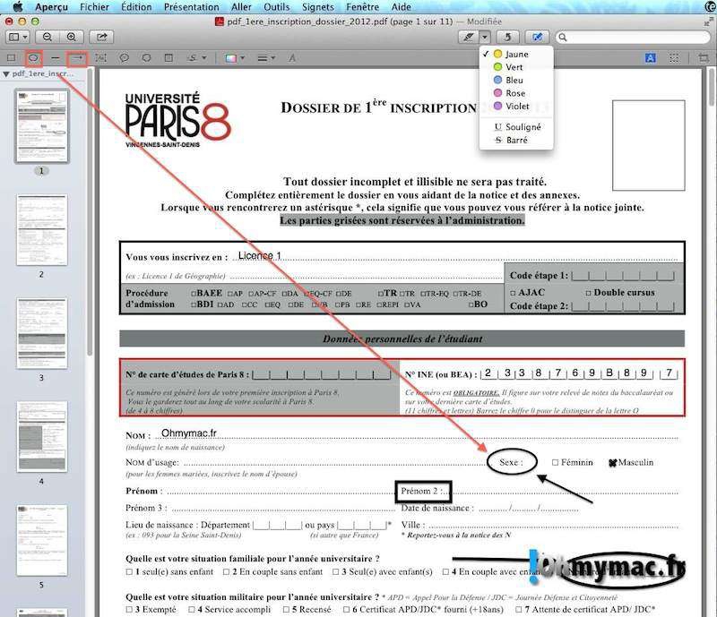 Comment modifier ou éditer un pdf comme un formulaire sur son Mac