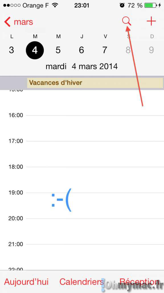 Calendrier iOS 7: retrouver la vue en liste des événements