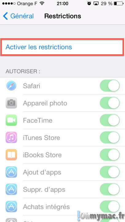 Bloquer les achats in app et utiliser le contrôle parental de votre iPhone ou iPad
