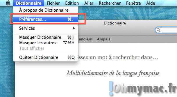 Comment trouver très rapidement la définition d'un mot français ou anglais sur son Mac ?