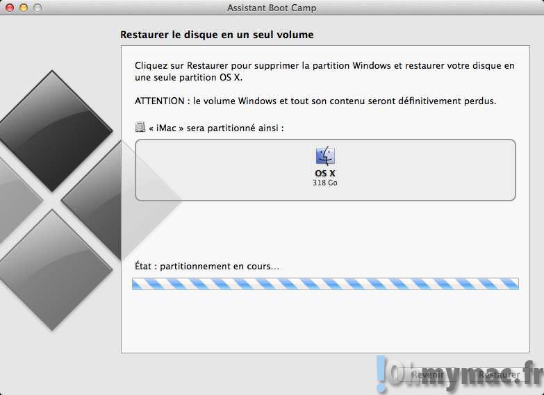 Désinstaller Windows sur Boot Camp et revenir à une partition Mac unique