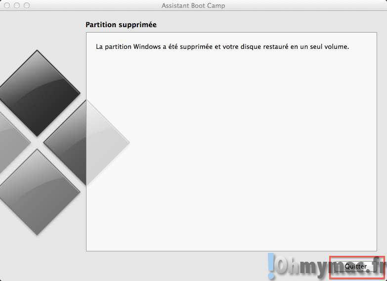 Désinstaller Windows sur Boot Camp et revenir à une partition Mac unique