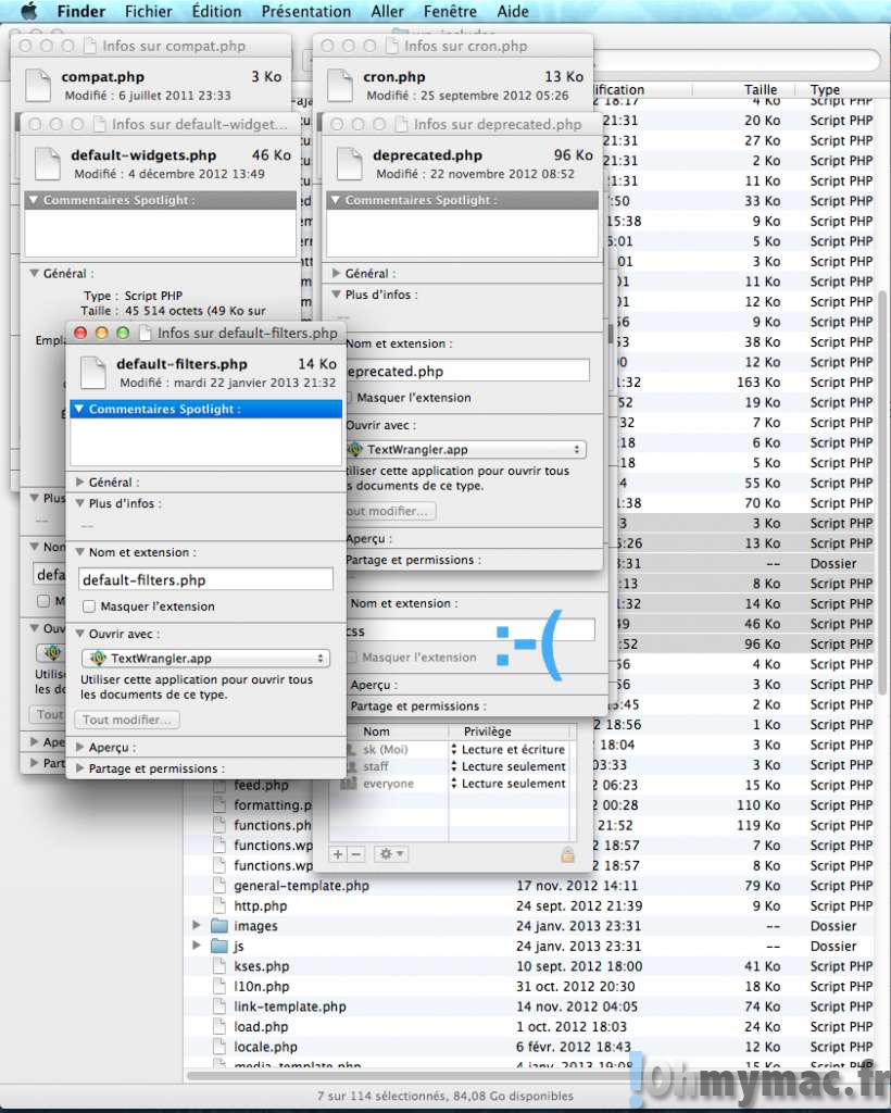 Obtenir la taille et les informations d'un ensemble de fichiers ou répertoires avec le Finder sur Mac