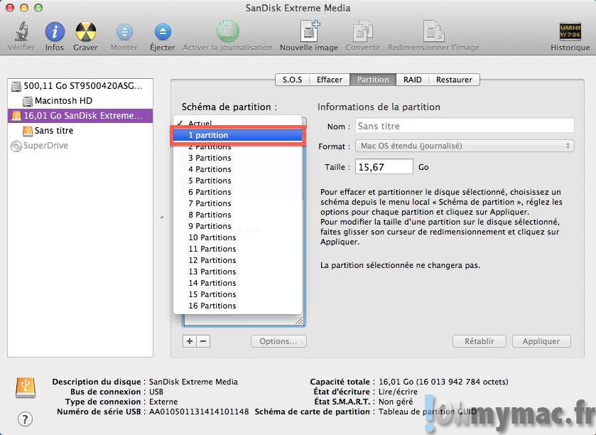 Installer et utiliser OS X Yosemite sur un disque dur externe ou une clef USB
