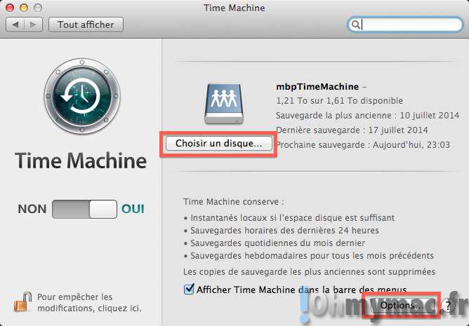 Programmer l'heure et la fréquence des sauvegardes Time Machine sur Mac
