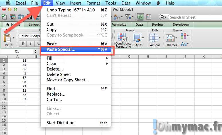 Excel Mac: transposer des colonnes en lignes et inversement