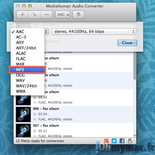 Convertir vos fichiers audio FLAC ou AAC m4a vers du MP3 (et quasi tout format audio vers un autre)