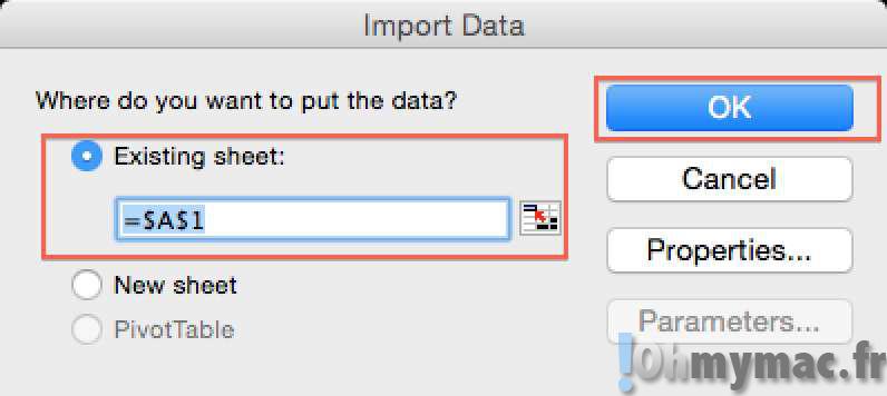 Excel Mac: ouvrir un fichier CSV